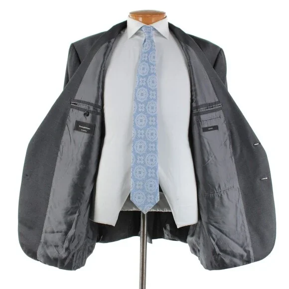 Ermenegildo Zegna Wool Two Piece Suit Size 66R (~52R US) In Solid Gray